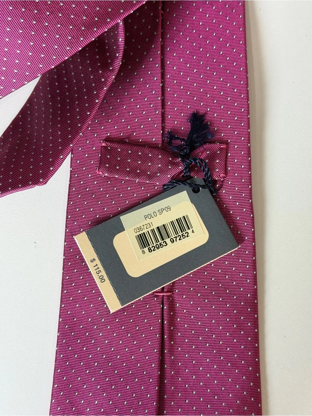NWT Polo Ralph Lauren Hand Made in Italy Magenta Microdot Silk Tie Lux Designer
